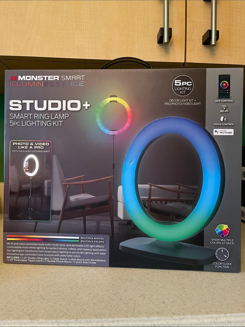 Monster Studio+ Smart Ring Lamp - 5 pc lighting kit NIB - Multi Color